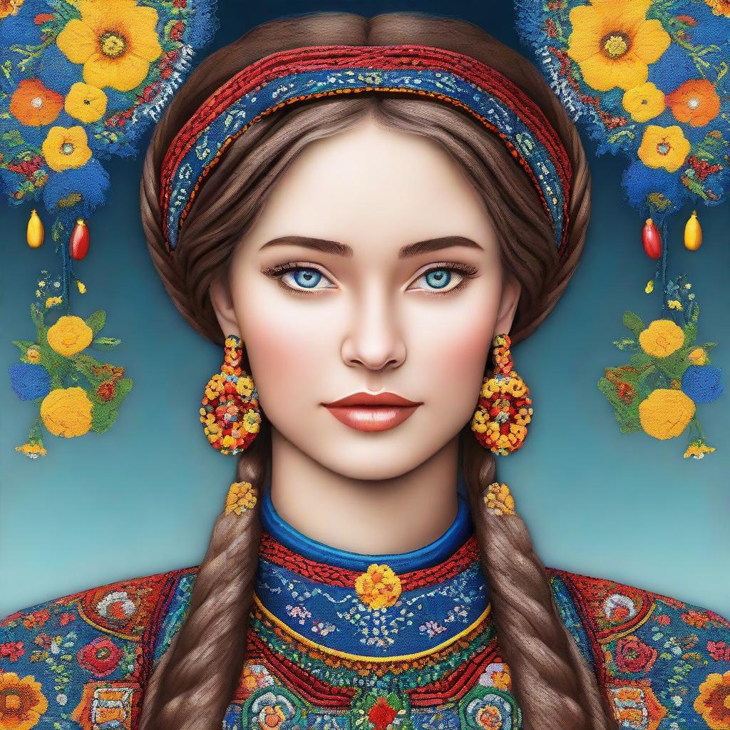 A digital art of a young Ukrainian woman