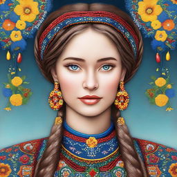 A digital art of a young Ukrainian woman