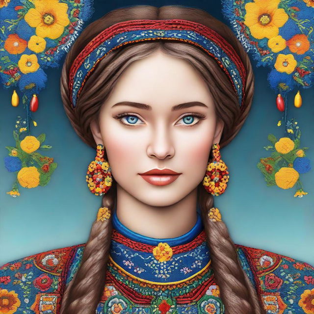 A digital art of a young Ukrainian woman