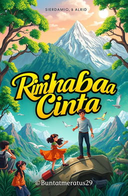 An adventurous scene depicting the theme of nature, featuring characters named Tari, Rama, or Andi as the main figures