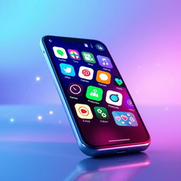 A visually appealing digital art representation showcasing various mobile applications displayed on a modern smartphone