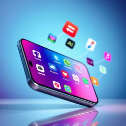 A visually appealing digital art representation showcasing various mobile applications displayed on a modern smartphone