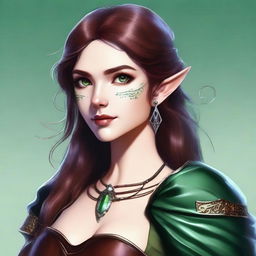 A high-quality digital art of a 160cm tall semi-elf warrior sorceress