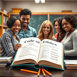 An inspiring and educational scene depicting the Code of Ethics for Professional Teachers