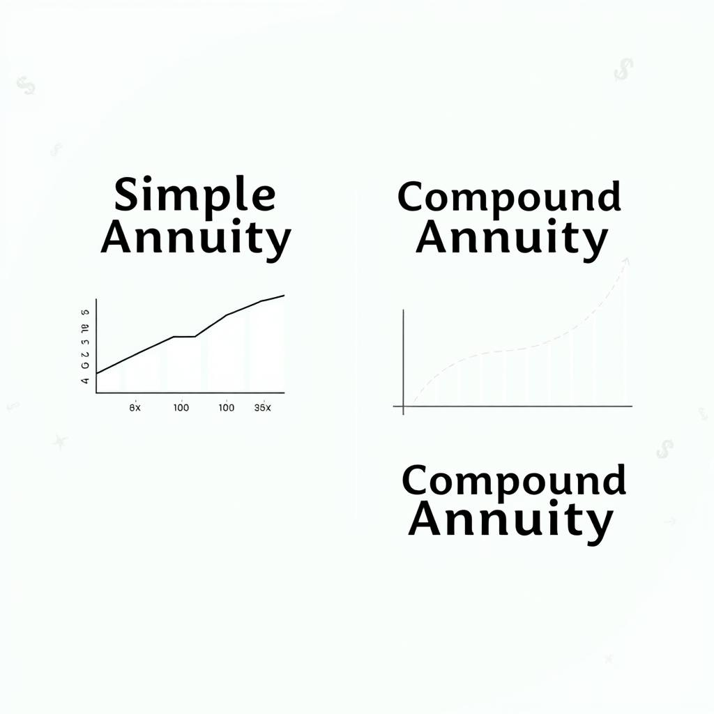 A conceptual illustration depicting the difference between a simple annuity and a compound annuity