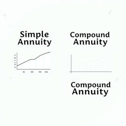 A conceptual illustration depicting the difference between a simple annuity and a compound annuity