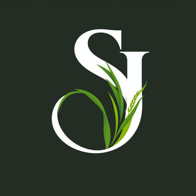 A sleek and modern logo design for a brand named 'S J', featuring bold, stylized lettering of 'S' and 'J'