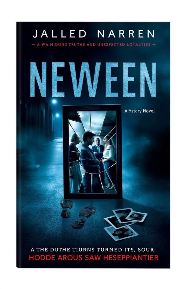 A suspenseful and intriguing book cover for a mystery novel featuring a dark, atmospheric background with hints of urban shadows