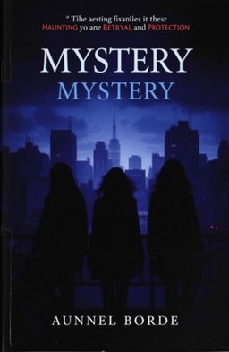 A captivating mystery book cover featuring a shadowy and intriguing urban landscape at dusk