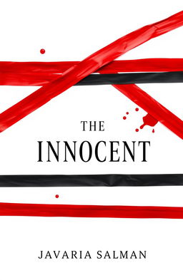A minimalist book cover for a mystery novel titled 'The Innocent', featuring a clean white background