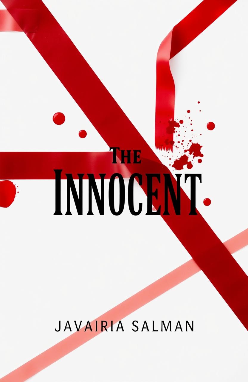 A minimalist book cover for a mystery novel titled 'The Innocent', featuring a clean white background