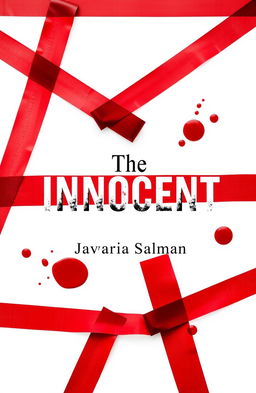 A minimalist book cover for a mystery novel titled 'The Innocent', featuring a clean white background