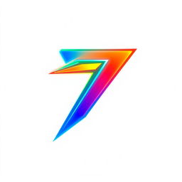 A futuristic logo design featuring a bold and colorful representation of the number '7' in a sleek, modern style