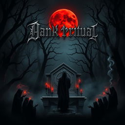 An atmospheric album cover design for dark demonic ritual music, featuring a haunting and mystical scene