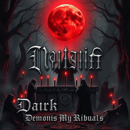 A captivating album cover for dark demonic ritual music, centered around a mysterious and sinister theme