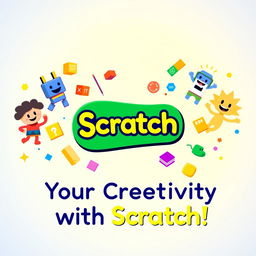 A vibrant and eye-catching banner featuring a playful, colorful design inspired by the Scratch programming platform