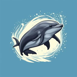 Generate a cartoon version of a leaping dolphin.