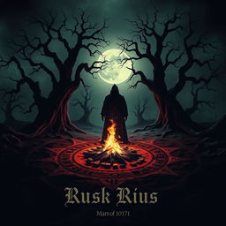 A dark and atmospheric music album cover featuring a haunting demonic ritual scene