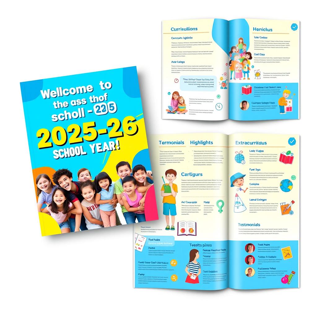 A vibrant and engaging catalogue design for a school advertisement for the new session 2025-26