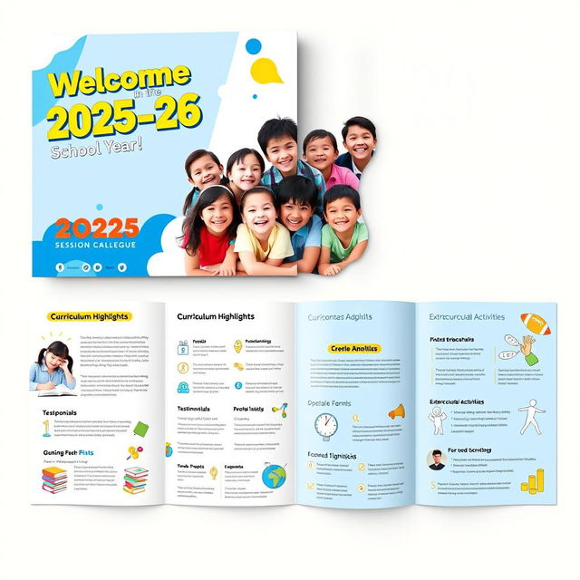 A vibrant and engaging catalogue design for a school advertisement for the new session 2025-26