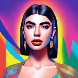 A digital art piece that depicts a woman bearing a striking resemblance to the singer Dua Lipa