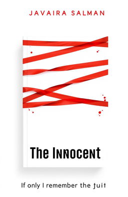 A minimalist book cover design for a mystery novel titled 'The Innocent' by Javairia Salman