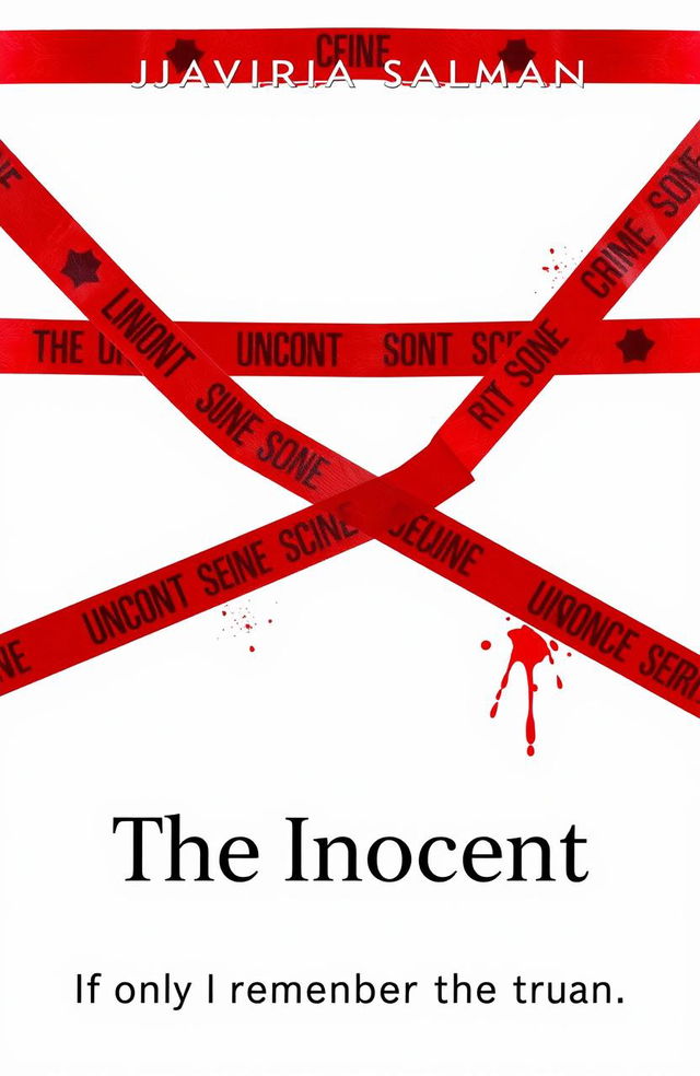 A minimalist book cover design for a mystery novel titled 'The Innocent' by Javairia Salman