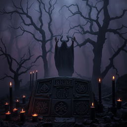 An eerie, dark-themed album cover for a demonic ritual music album