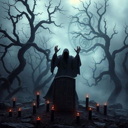 An eerie, dark-themed album cover for a demonic ritual music album