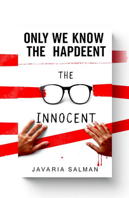 A stunning, minimalist book cover design for a mystery novel titled "The Innocent" by Javairia Salman