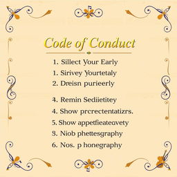 A beautifully designed poster displaying the Code of Conduct for a classical music concert
