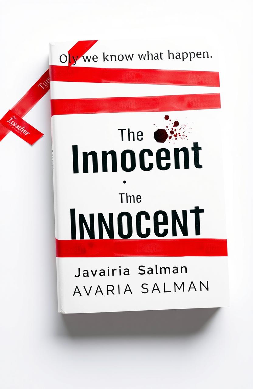 A minimalist book cover design for a mystery novel titled 'The Innocent' by Javairia Salman