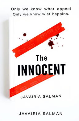 A minimalist book cover design for a mystery novel titled 'The Innocent' by Javairia Salman