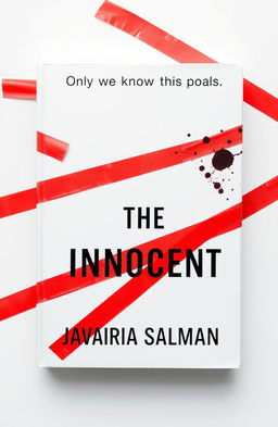 A minimalist book cover design for a mystery novel titled 'The Innocent' by Javairia Salman
