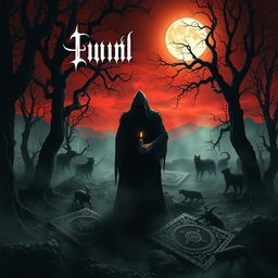A dark and atmospheric music album cover depicting a chilling demonic ritual