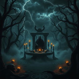 A dark and atmospheric music album cover depicting a chilling demonic ritual