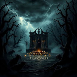 A dark and atmospheric music album cover depicting a chilling demonic ritual