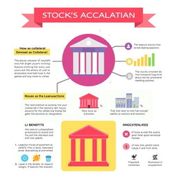 An informative and visually appealing infographic illustrating the concept of using stocks as collateral