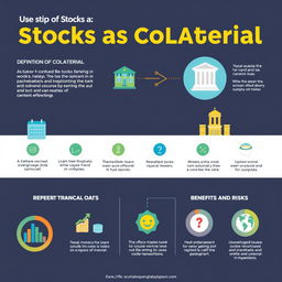 An informative and visually appealing infographic illustrating the concept of using stocks as collateral