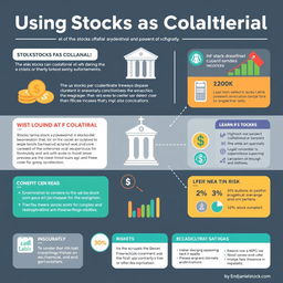 An informative and visually appealing infographic illustrating the concept of using stocks as collateral