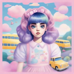 A high-quality digital art image inspired by Melanie Martinez's K-12 album