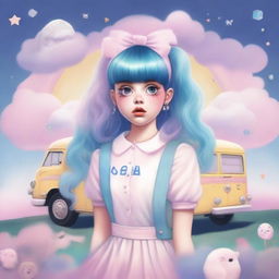 A high-quality digital art image inspired by Melanie Martinez's K-12 album