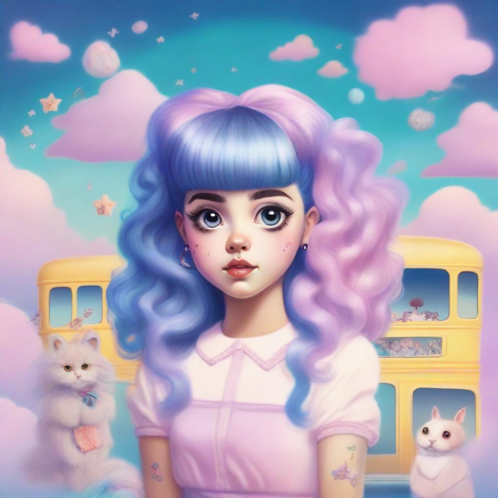 A high-quality digital art image inspired by Melanie Martinez's K-12 album