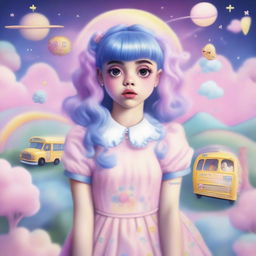 A high-quality digital art image inspired by Melanie Martinez's K-12 album