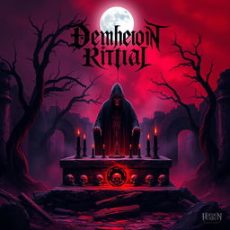 A chilling and immersive album cover for dark demonic ritual music