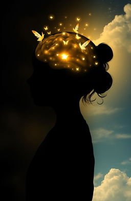A stunning silhouette of a girl named Aleena, set against a dramatic backdrop