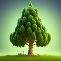 Generate a cartoon version of a pine tree.