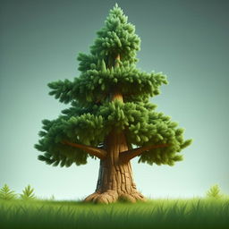 Generate a cartoon version of a pine tree.