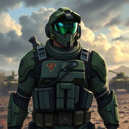 A Zeon Soldier depicted in a striking pose, fully equipped with a detailed Seal Kit