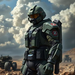 A Zeon Soldier depicted in a striking pose, fully equipped with a detailed Seal Kit
